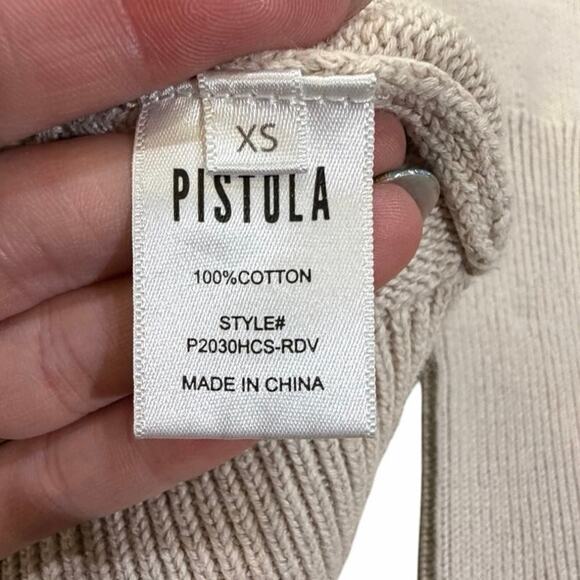 Pistola Darya Crewneck Pullover Sweater Knit Sz XS Oversized Stars Royal Dove - Picture 7 of 16